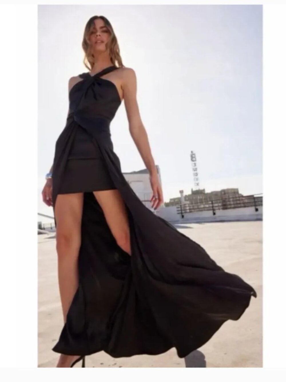 NWT ASTR THE LABEL Black Georgiana Halter Neck Maxi Dress Size X-Small